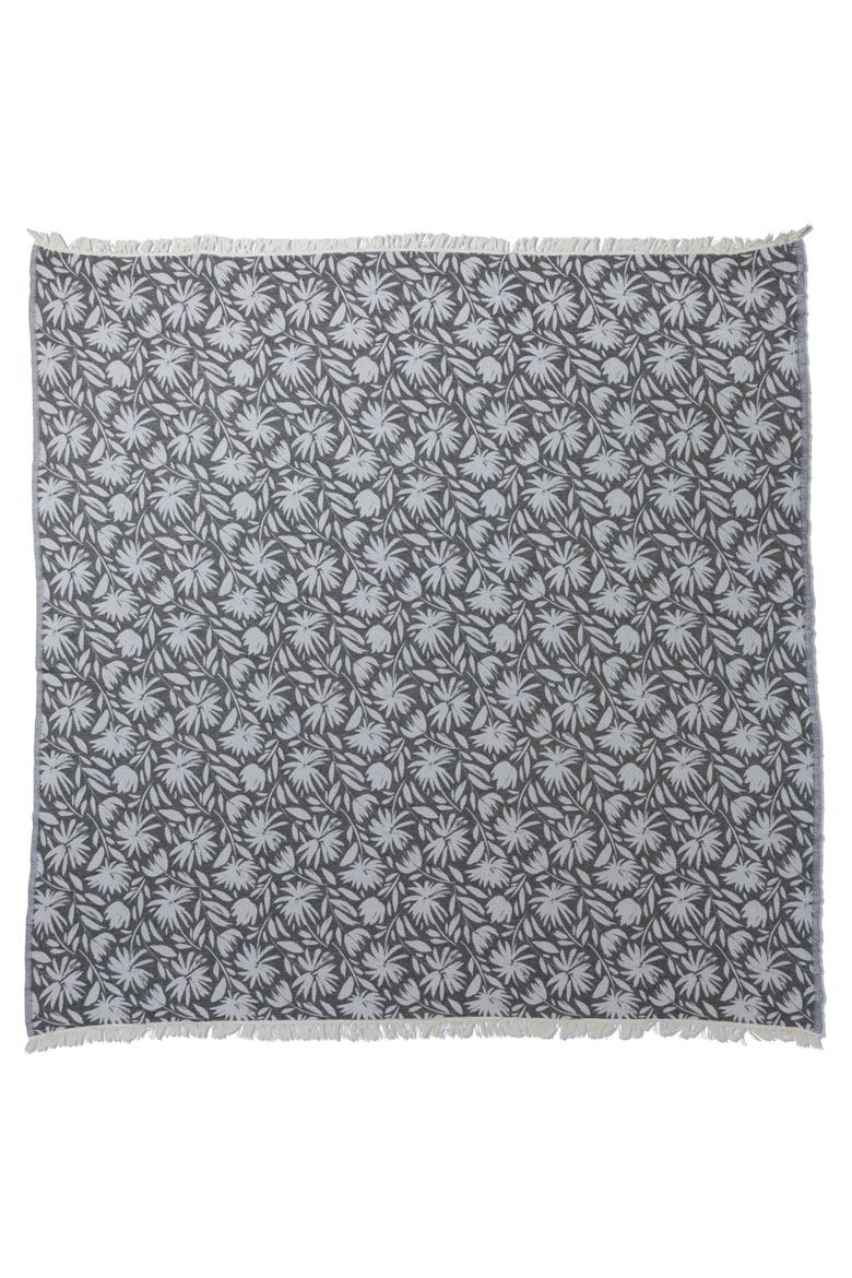 Whimsical Flower Organic Reversible Muslin Blanket, Main, color, Black