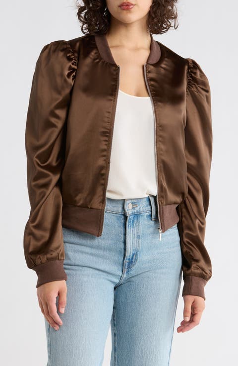 Amma Crop Satin Bomber Jacket