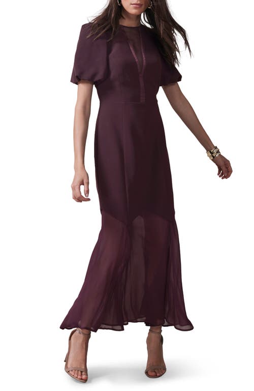 Mint Velvet Sheer Detail Maxi Dress In Burgundy