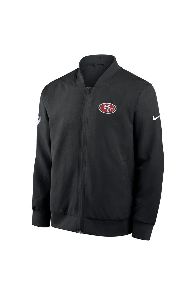 Men's Nike Black San Francisco 49ers Sideline Powerful Blocking Full-Zip Bomber Jacket, Alternate, color, Black