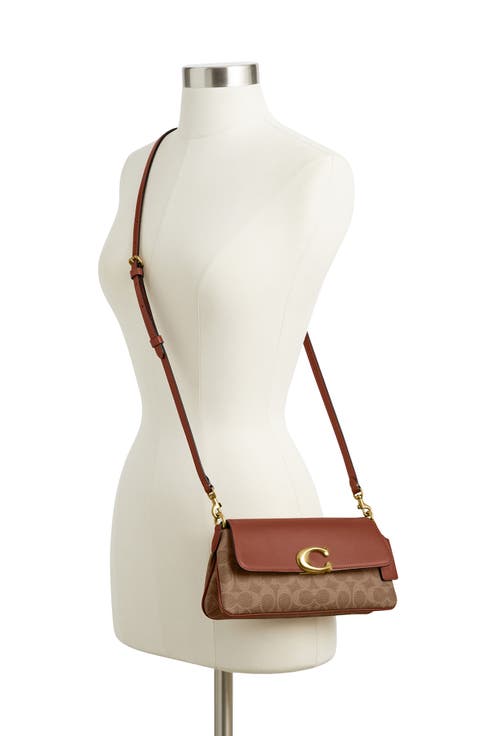 Jet Coated Canvas & Leather Shoulder Bag