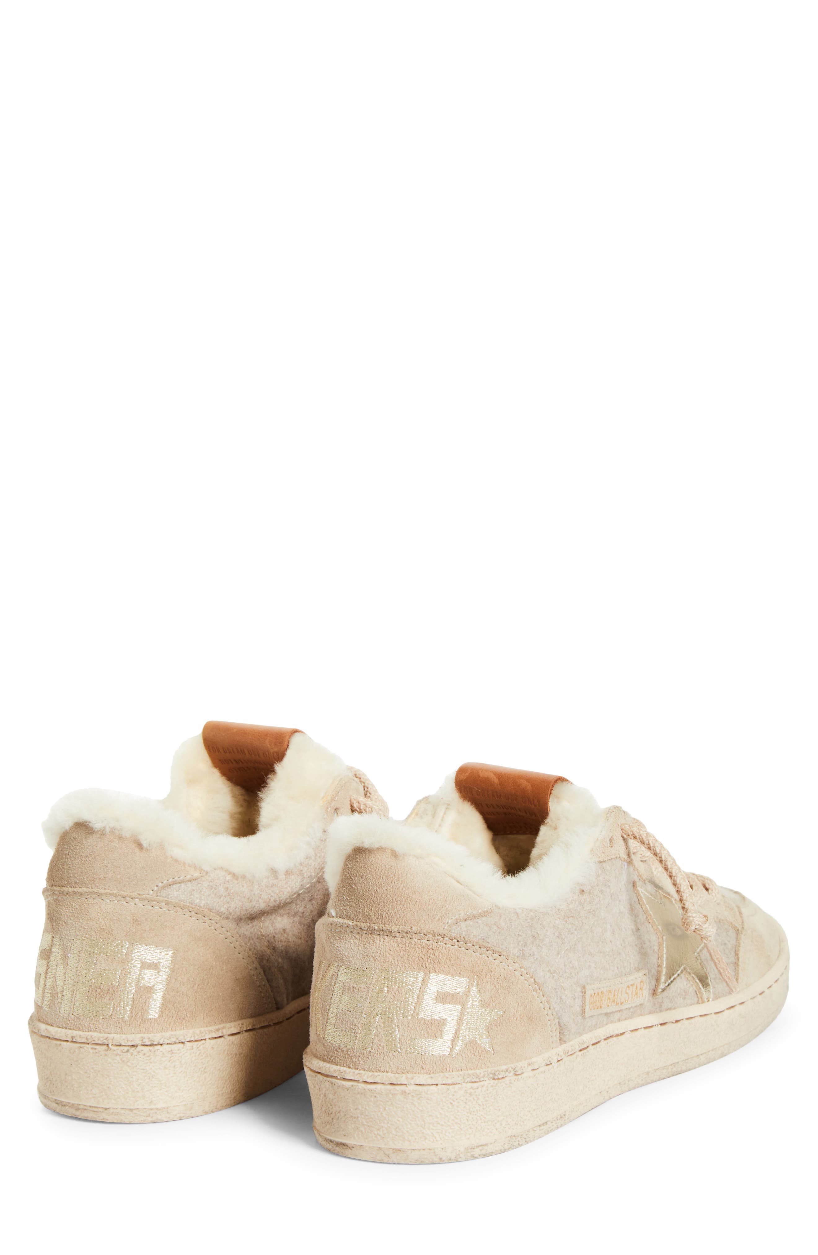 Golden Goose Ball Star Wool Wool & Faux Shearling Sneaker, Alternate, color, Beige