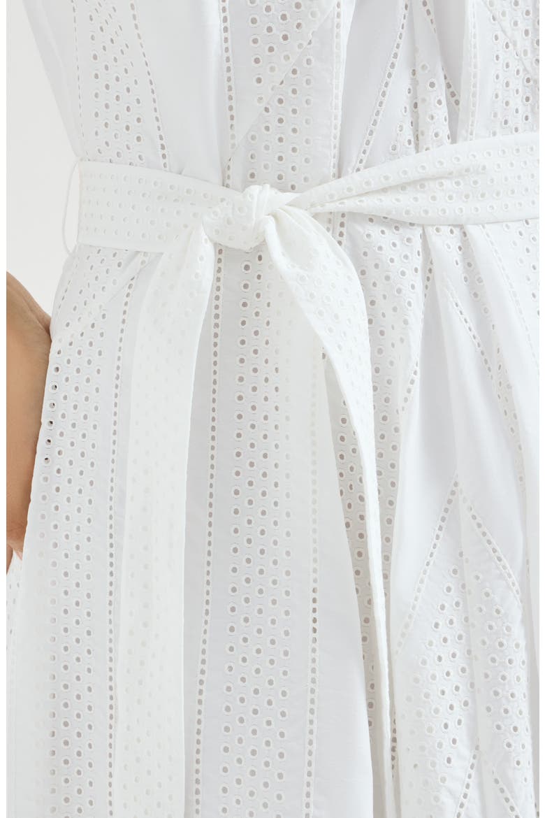 Techno cotton poplin broderie anglaise dress, Alternate, color, White