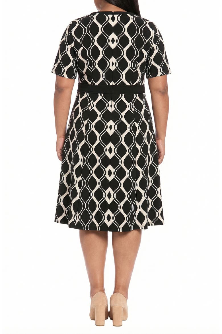 Side Tab Fit & Flare Dress, Alternate, color, IVORY/ BLACK