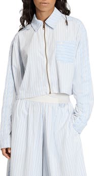 adidas Originals Stripe Crop Zip-Up Shirt