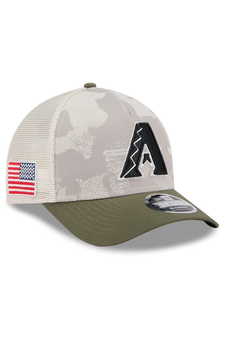 Men's New Era Light Beige/Olive Arizona Diamondbacks 2025 Armed Forces Day 9FORTY M-Crown A-Frame Adjustable Hat, Main, color, Light Beige