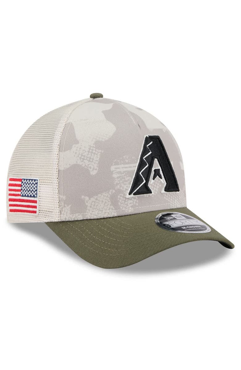 New Era Men's New Era Light Beige/Olive Arizona Diamondbacks 2025 Armed Forces Day 9FORTY M-Crown A-Frame Adjustable Hat, Main, color, Light Beige