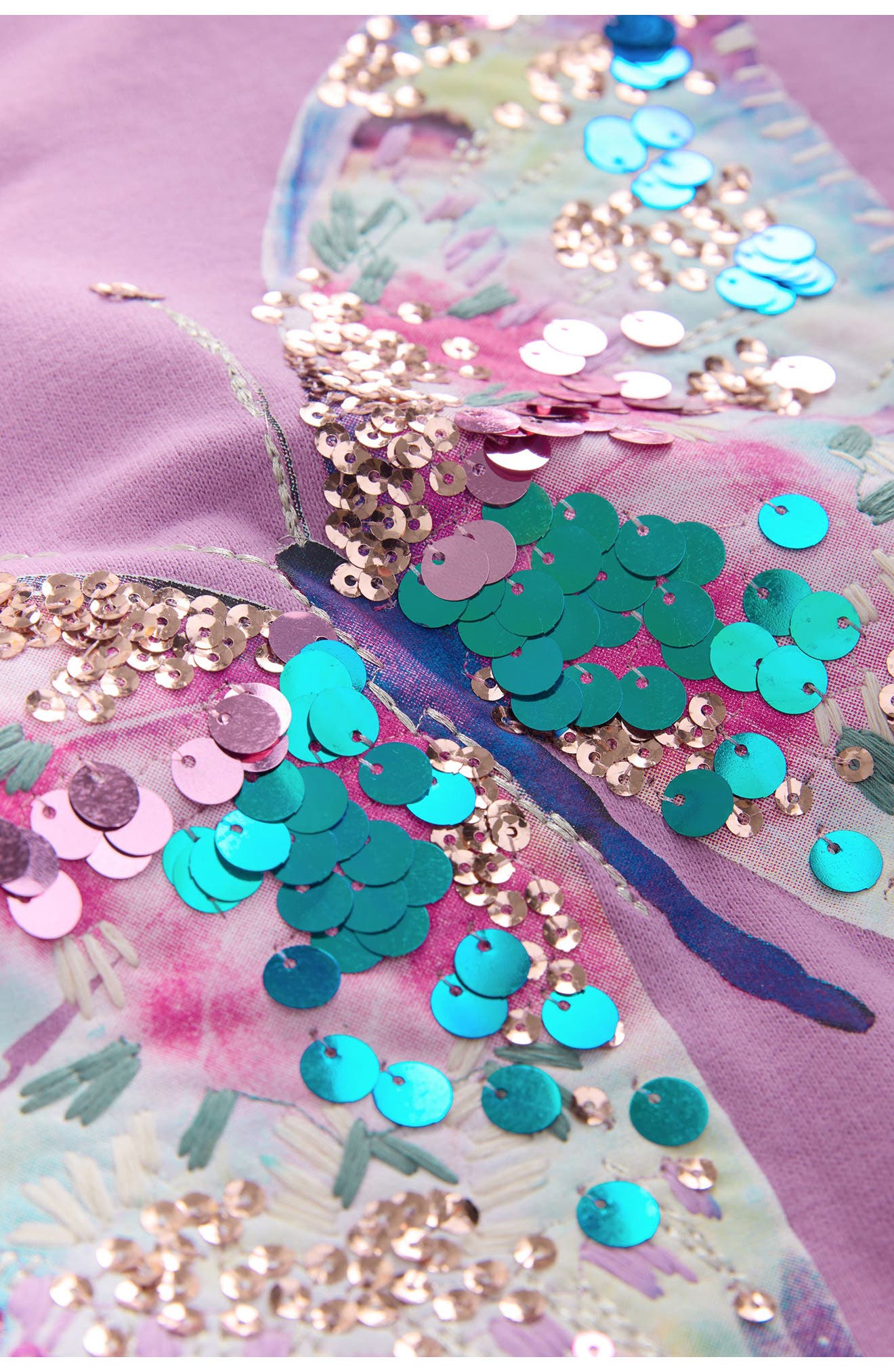 NEXT Kids' Sequin Embellished Butterfly Cotton Blend Sweatshirt — фото 3