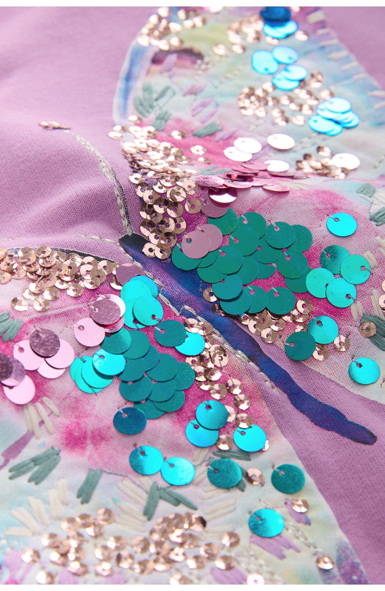 NEXT Kids' Sequin Embellished Butterfly Cotton Blend Sweatshirt, Alternate, color, Purple