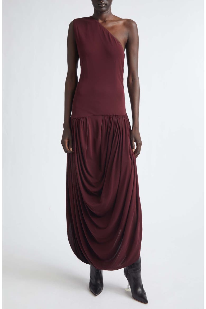 Mila One-Shoulder Jersey Dress, Main, color, MERLOT