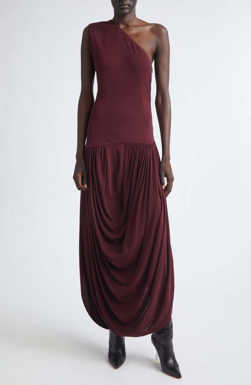Brandon Maxwell Mila Draped One-shoulder Maxi Dress In Burgundy