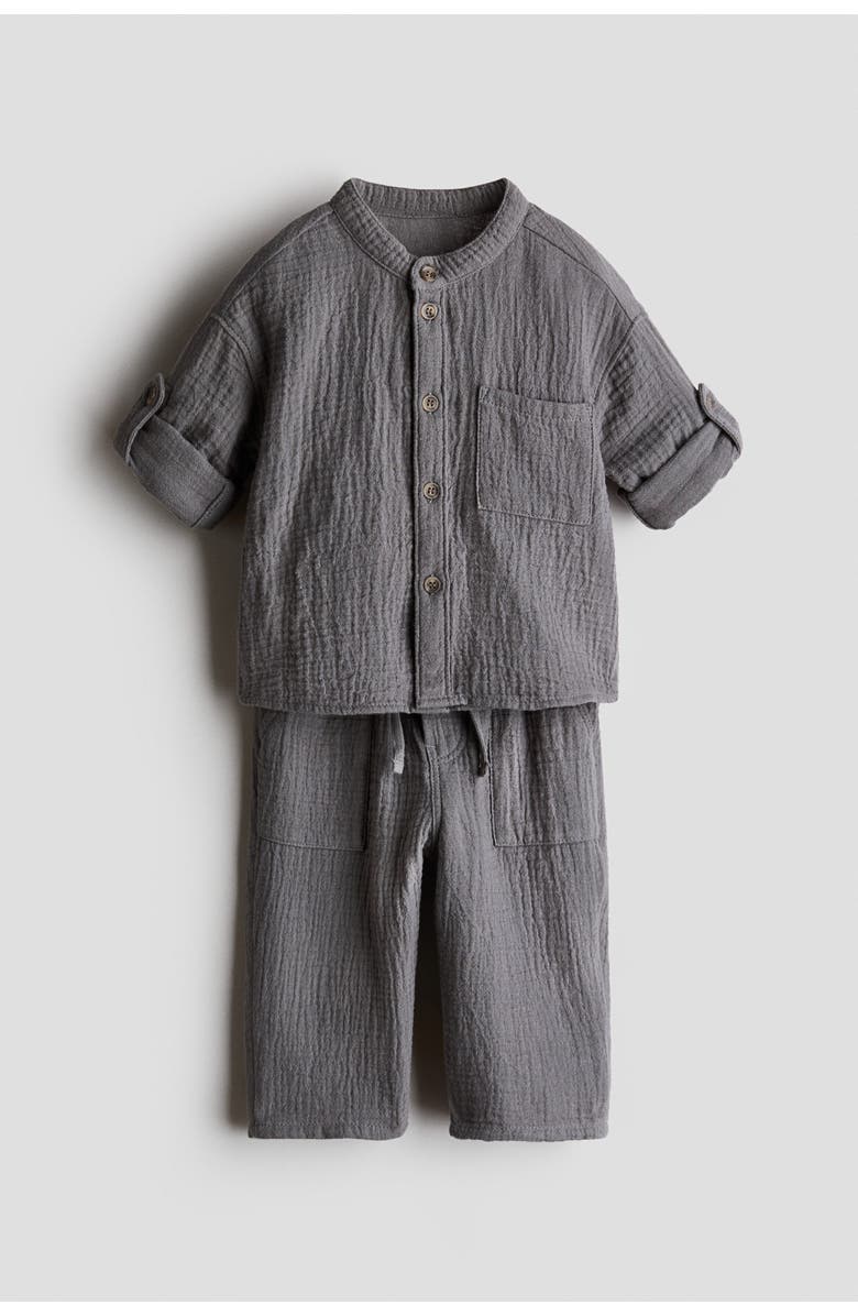 H&M 2-piece Cotton Muslin Set, Alternate, color, Gray