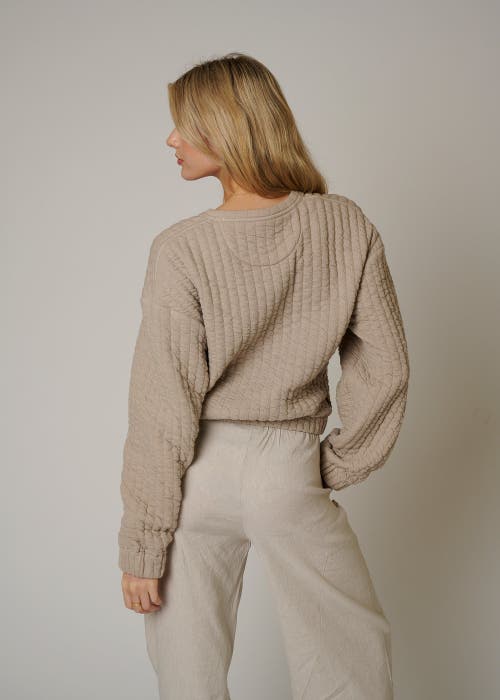 Leisure Lab Women Quilt Crewneck Sweater In Beige