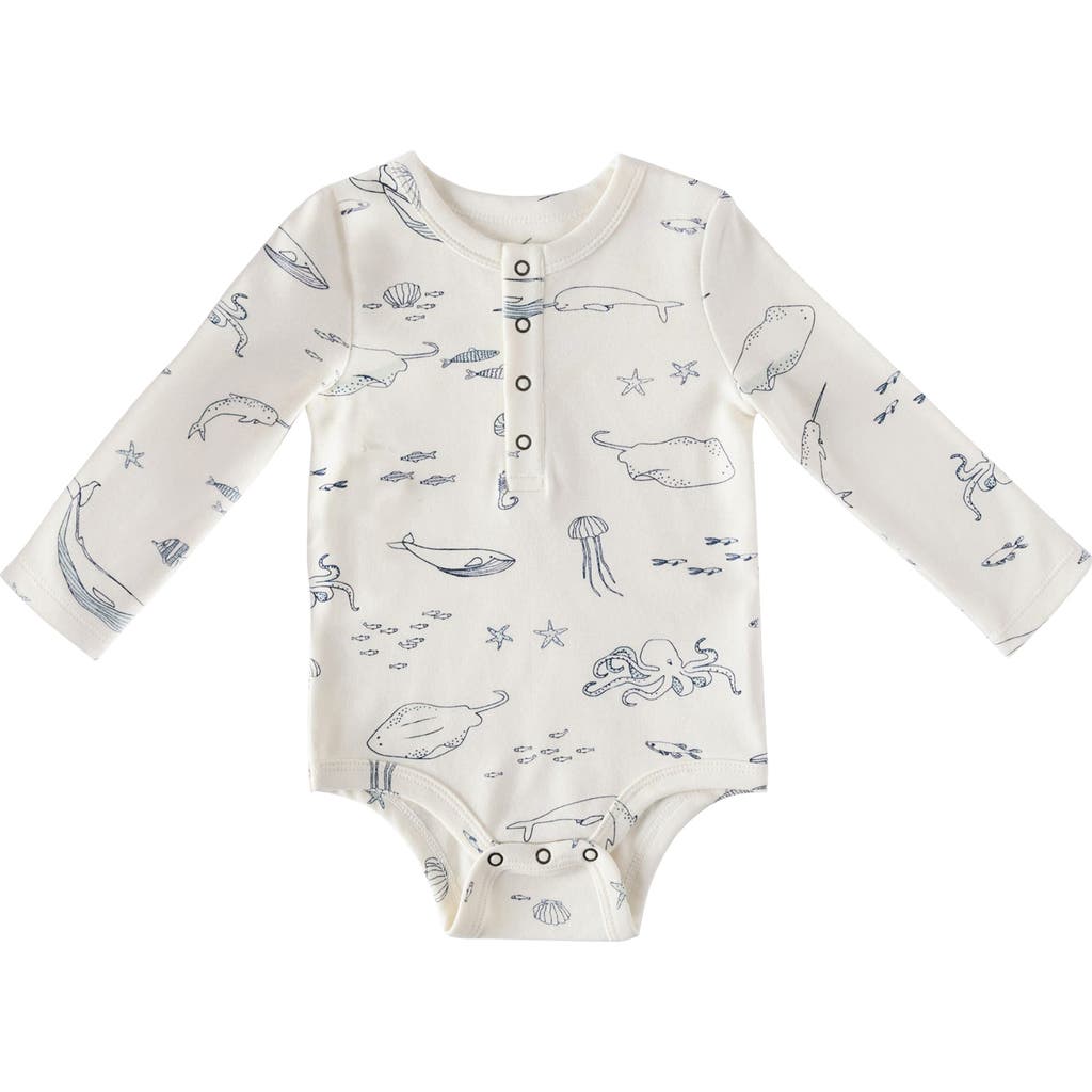 Pehr Henley Organic Cotton Bodysuit In Blue