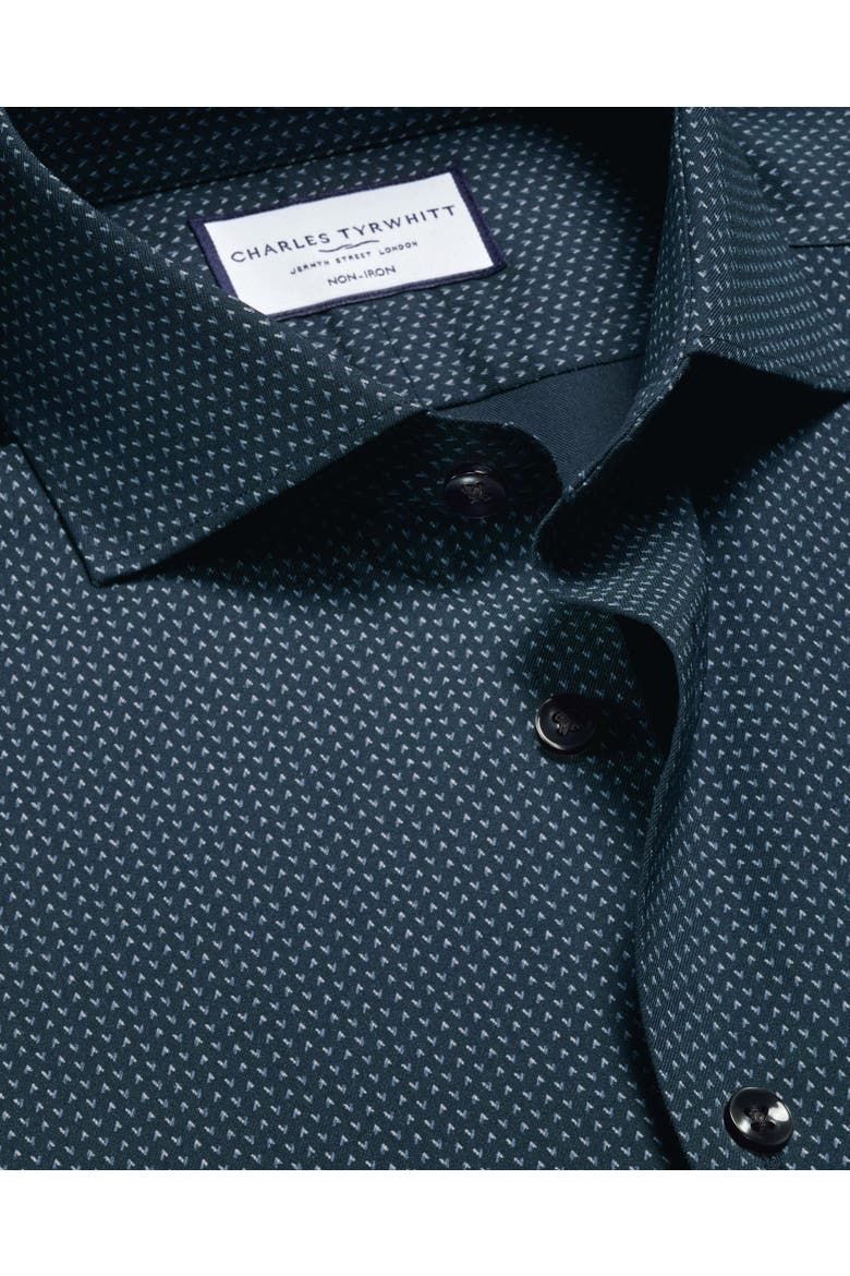 Geo Print Non-Iron Stretch Twill Shirt, Alternate, color, Petrol Blue