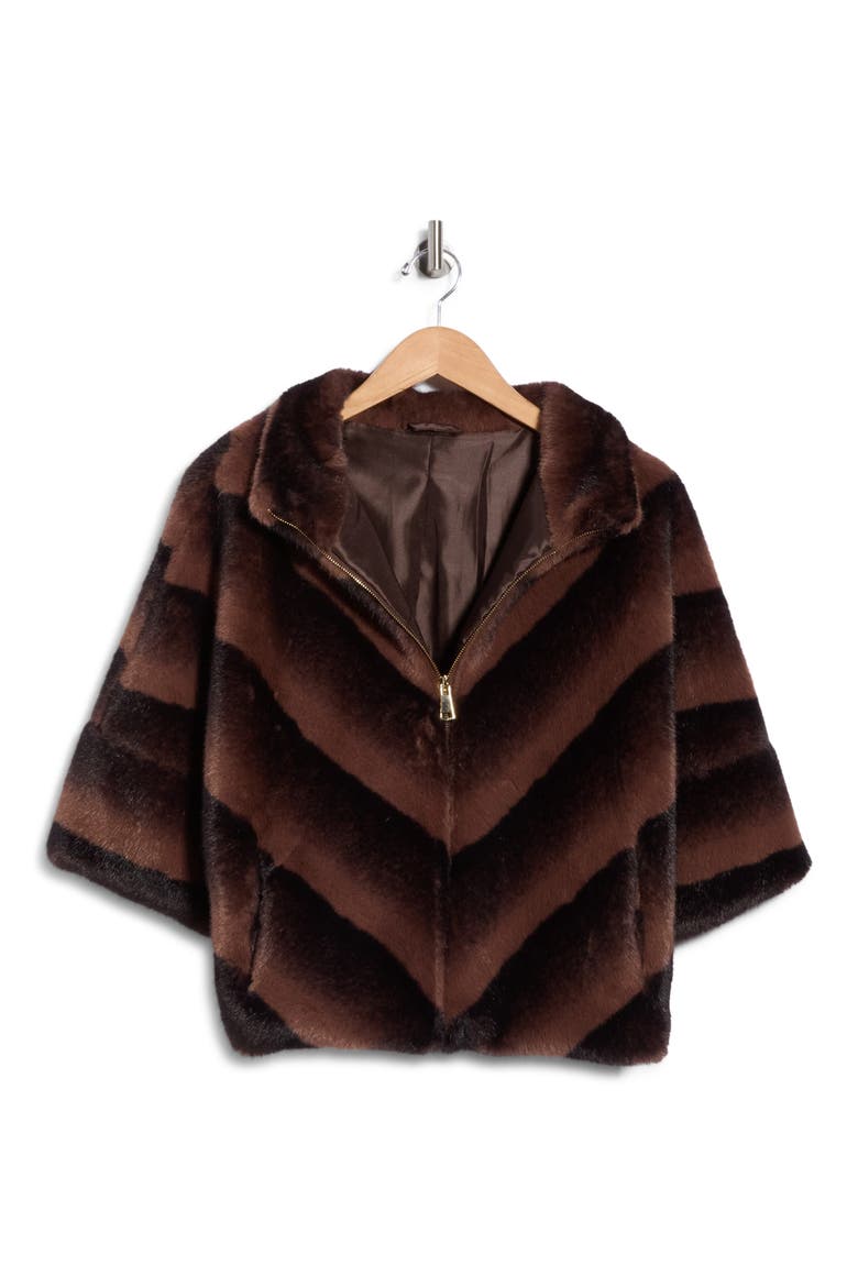Faux Fur Jacket, Alternate, color, BROWN-BEIGE