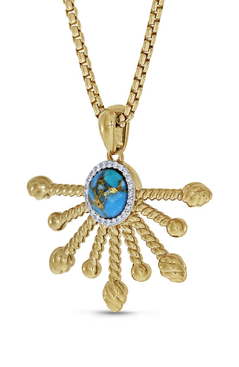 LuvMyJewelry Daybreak 14K Gold Vermeil Turquoise & Diamond Pendant Necklace, Alternate, color,