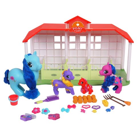 45 Piece Mega Horse Ranch Set Toy