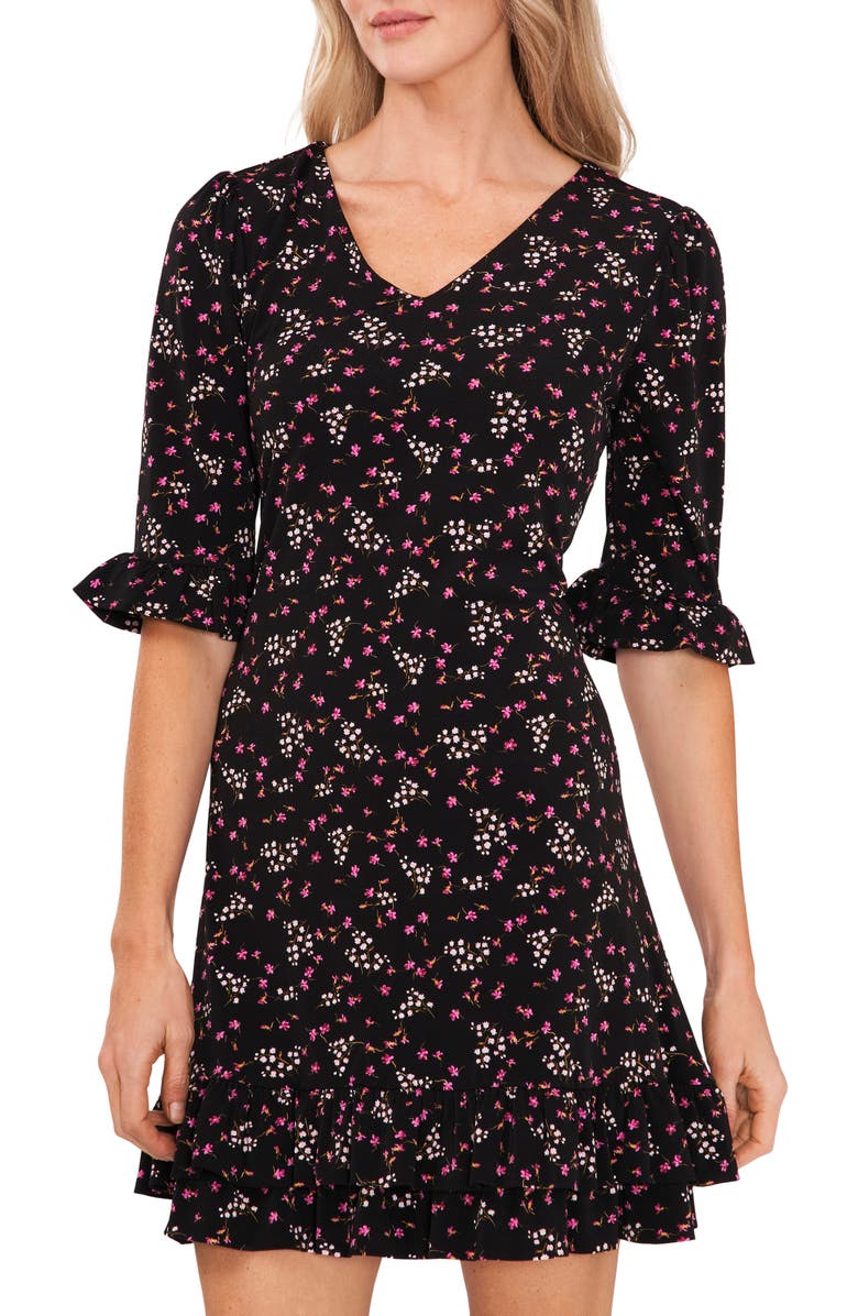 CeCe Ruffle Elbow Sleeve A-Line Dress, Alternate, color, 