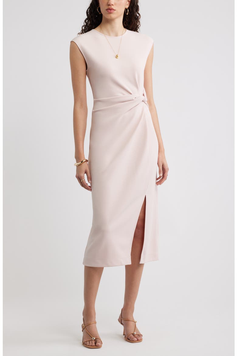 Twist Midi Dress, Main, color, PINK SEPIA