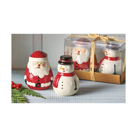Jolly Santa Snowman Salt Pepper Shakers Christmas Decor