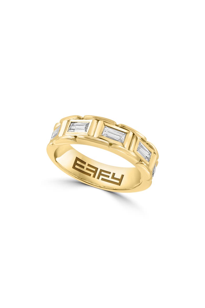 Men's 14K Gold Plated Sterling Silver Baguette Zircon Band Ring - Size 10, Main, color, YELLOW