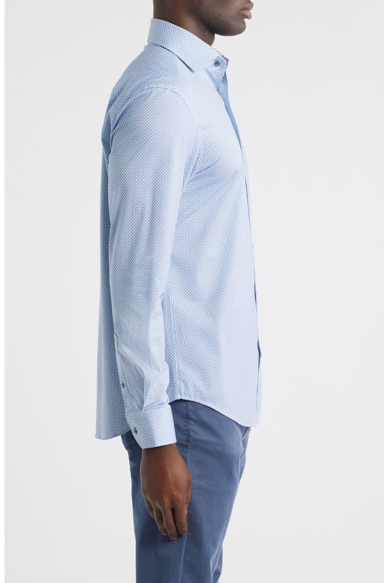 Devon OoohCotton® Geo Print Button-Up Shirt, Alternate, color, COBALT