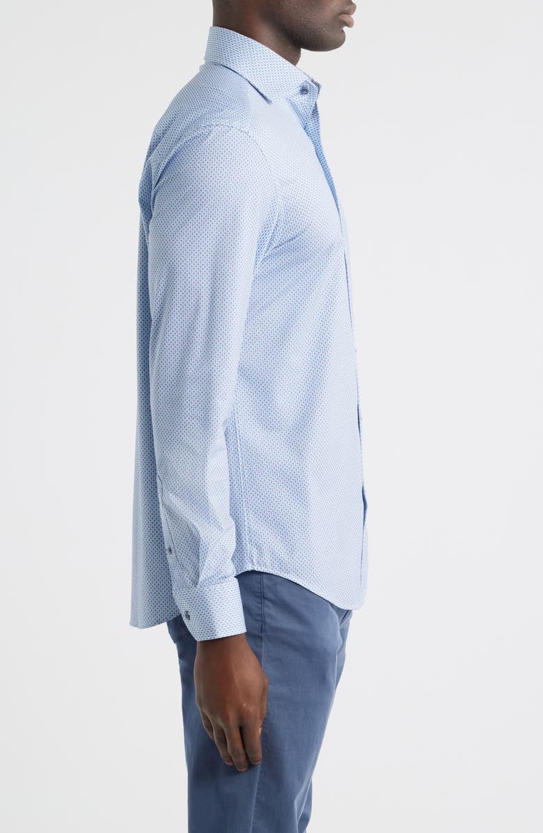 Bugatchi Devon OoohCotton<sup>®</sup> Geo Print Button-Up Shirt, Alternate, color, Cobalt