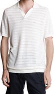 PAISLEY & GRAY Open Knit Johnny Collar Polo