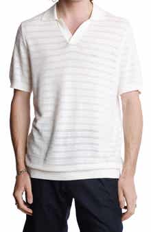 PAISLEY & GRAY Open Knit Johnny Collar Polo