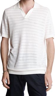 PAISLEY & GRAY Open Knit Johnny Collar Polo
