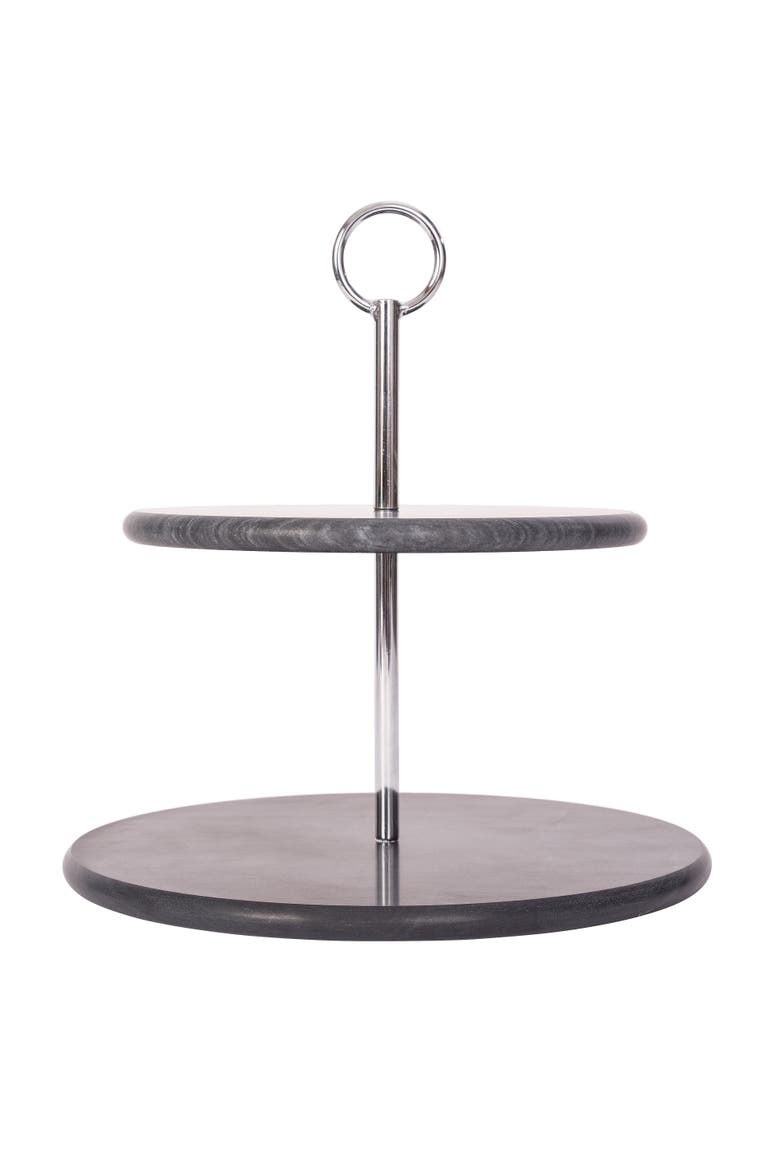 Artifacts Trading Company 2-Tier Round Dessert Plate, Alternate, color, Black Matte