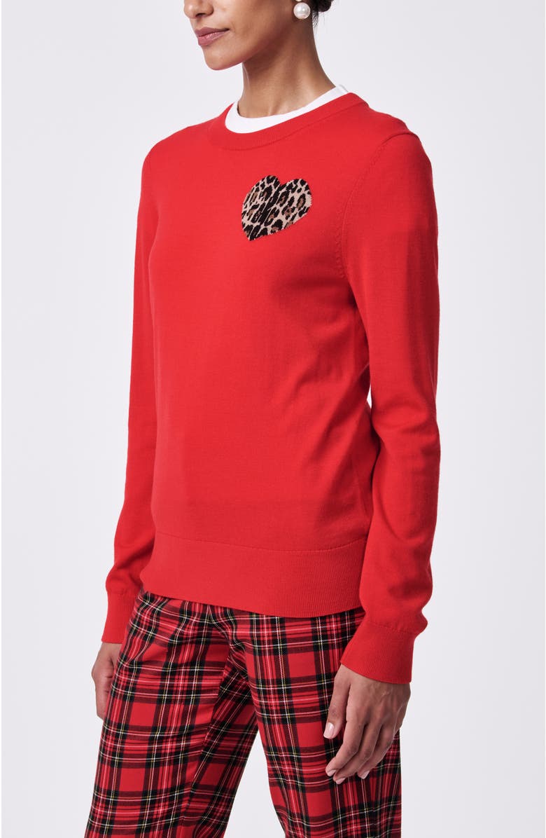 Trina Turk Jaguar Heart Sweater, Alternate, color, Moulin Rouge