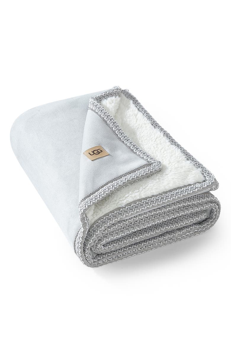 UGG<sup>®</sup> Kirkwood Braid Trim Throw Blanket, Main, color, Gray Violet