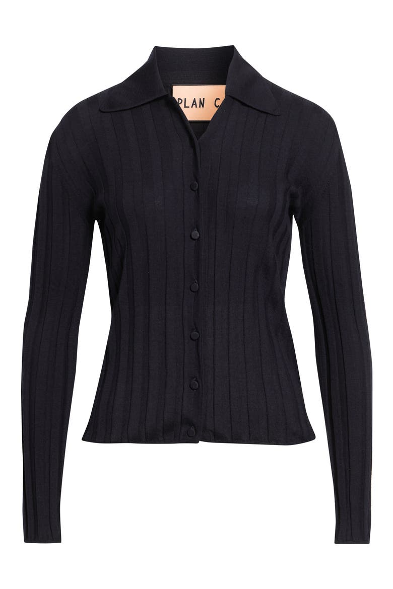 Rib Extrafine Merino Wool Cardigan, Alternate, color, NAVY