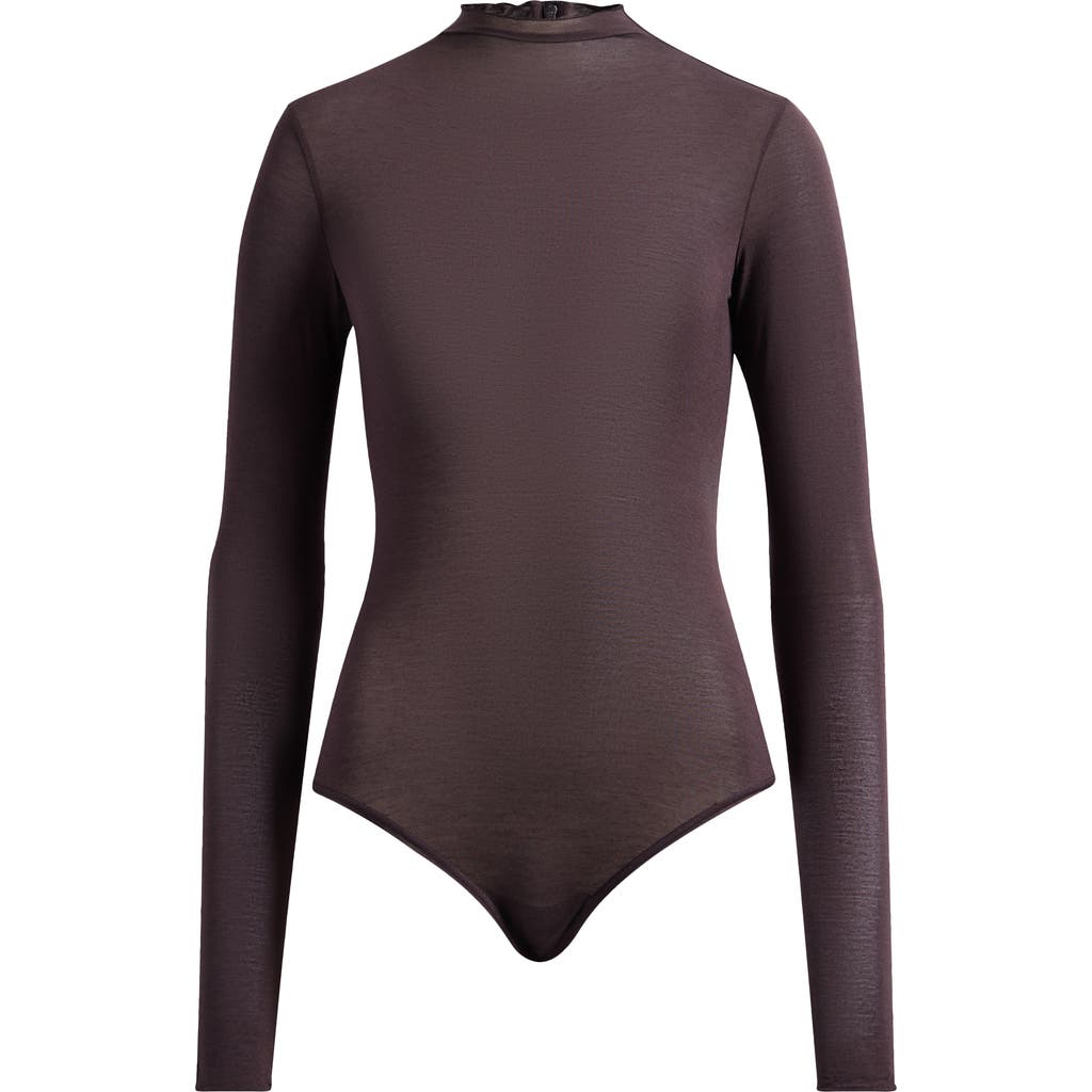 Skims Long Sleeve Turtleneck Bodysuit In Brown