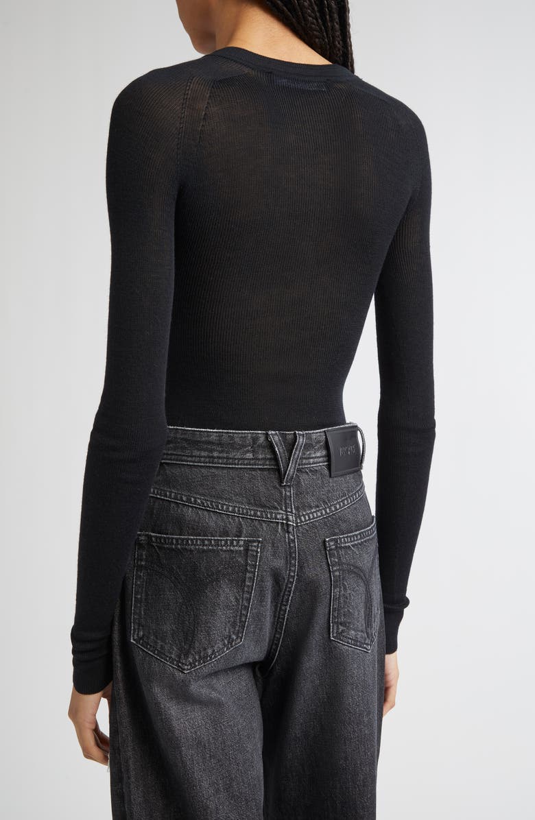 Versace Seamless Virgin Merino Wool Blend Rib Henley Sweater, Alternate, color, Black