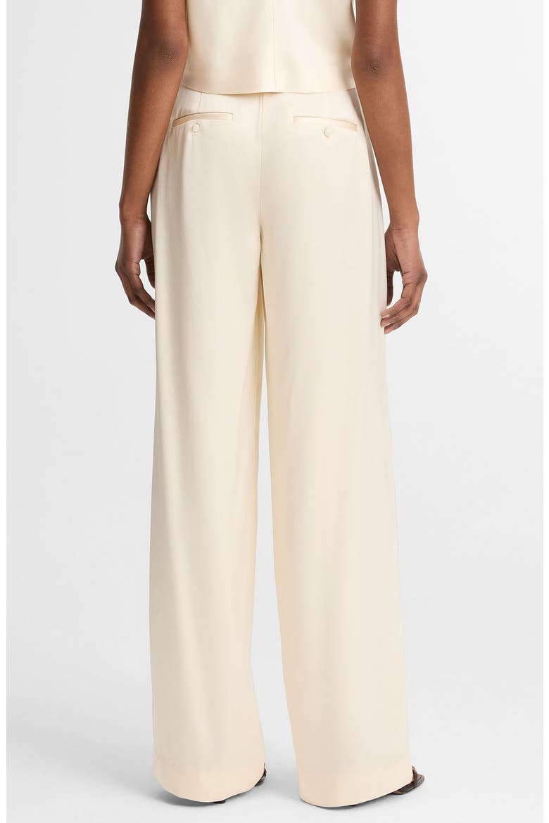 Pleated High Waist Satin Pants, Alternate, color, FLAX