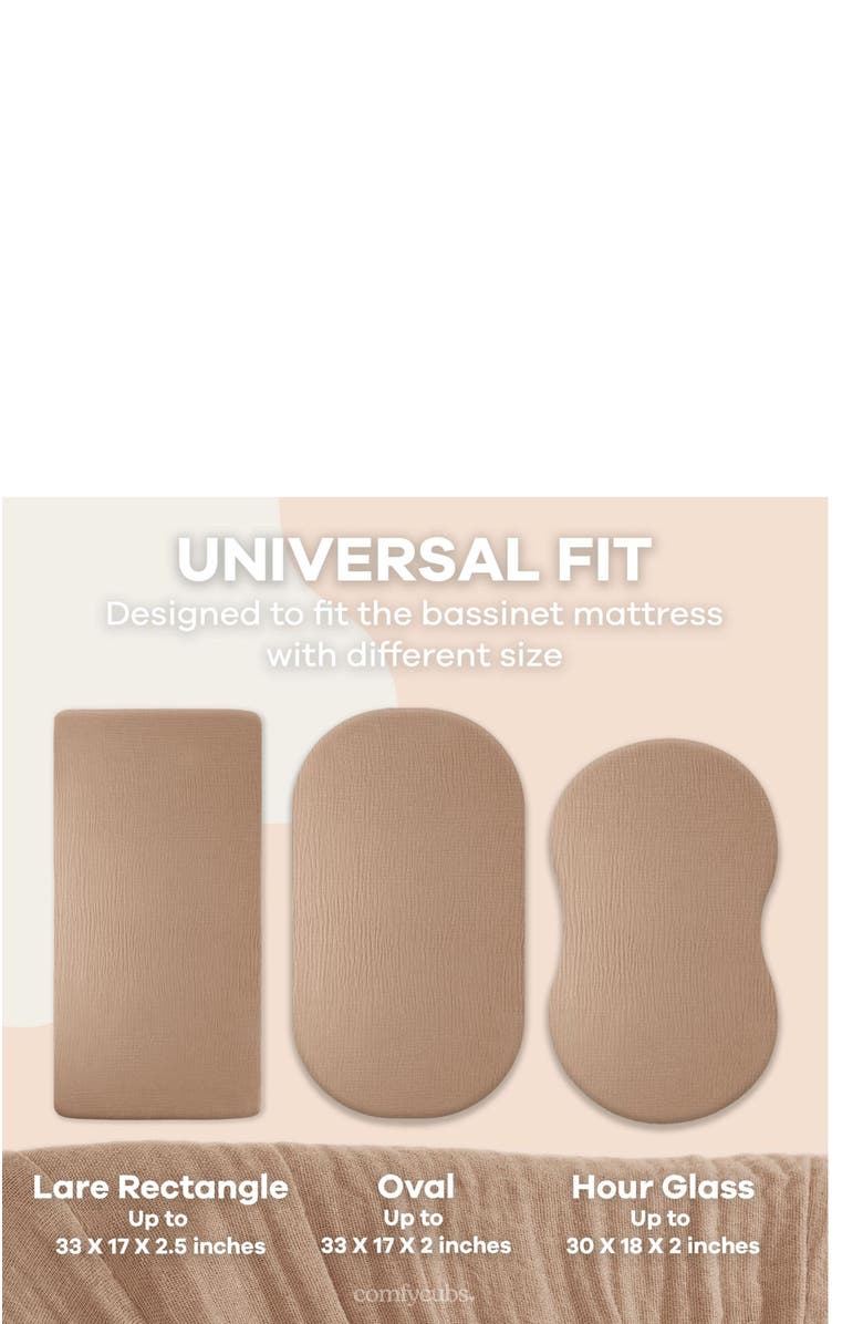 Comfy Cubs Muslin Fitted Bassinet Crib Sheet, Alternate, color, Cedar