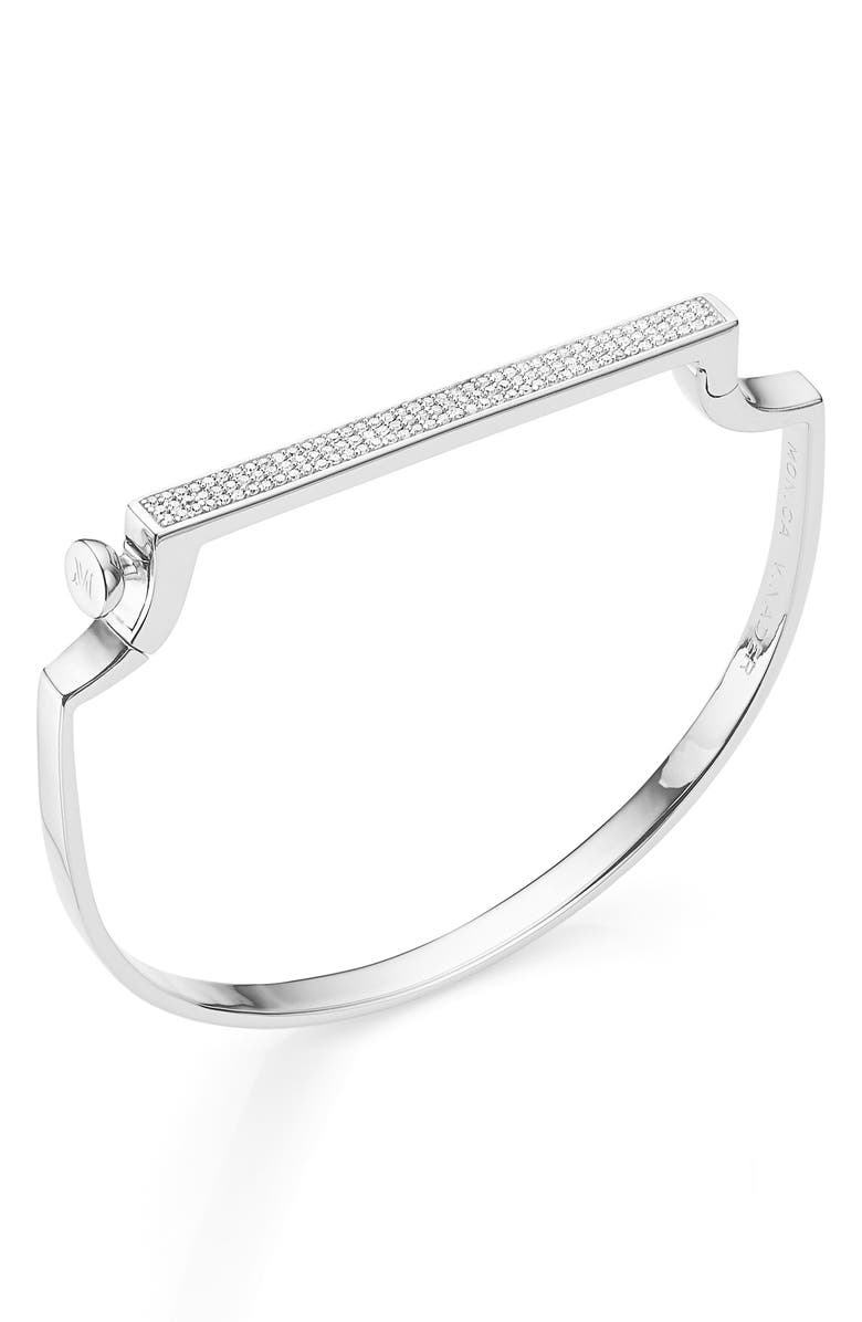 Monica Vinader Signature Thin Diamond Bangle, Main, color,