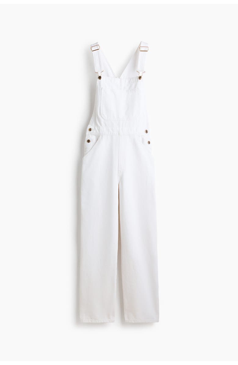 H&M Cotton Denim Dungarees, Alternate, color, White