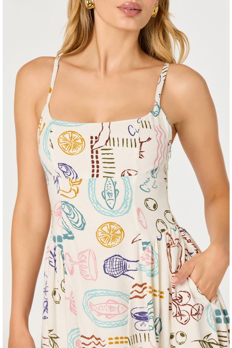 Ansley Mixed Print Dress, Alternate, color, OFF WHITE PICNIC