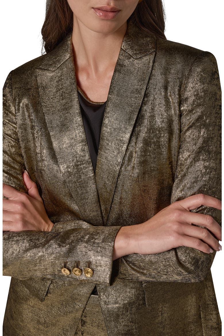 One-Button Peak Lapel Blazer, Alternate, color, GOLD