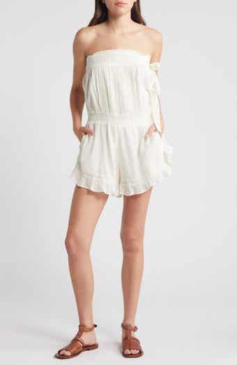 Free People Feelin' Fancy Strapless Cotton Romper
