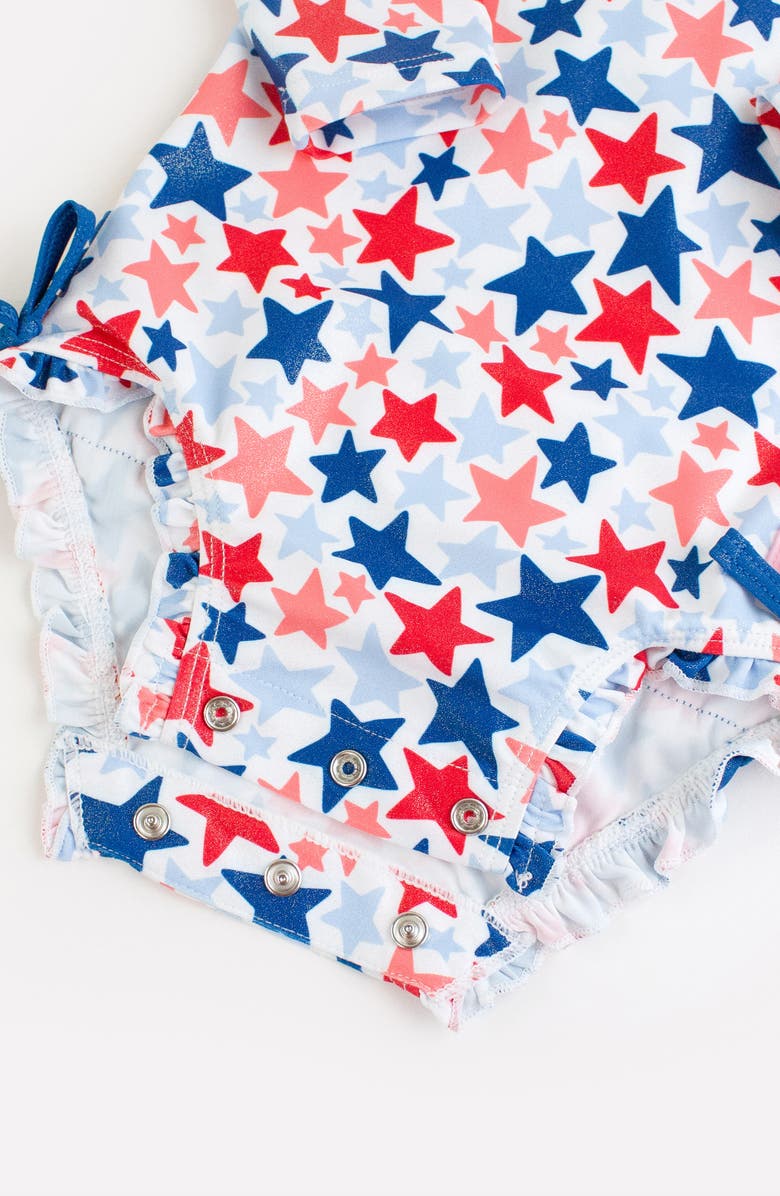 RuffleButts Shimmer Star Spangle One-Piece Swimsuit, Alternate, color,