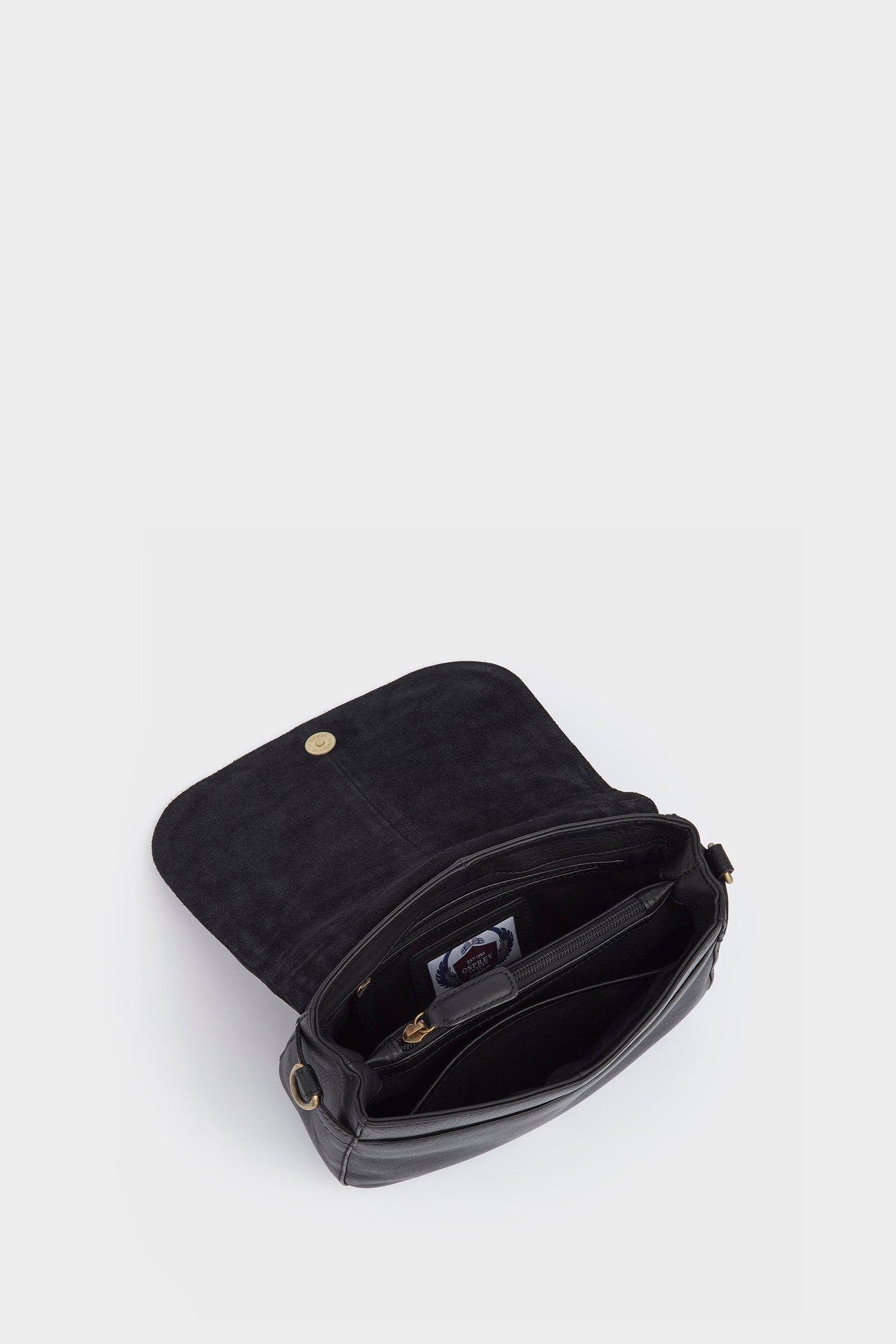 Osprey London The Dakota Leather Crossbody Bag, Alternate, color, Black