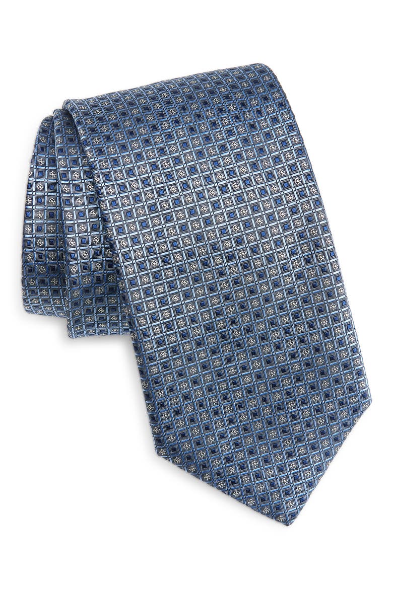 Geometric Silk Jacquard Tie, Main, color, LIGHT BLUE