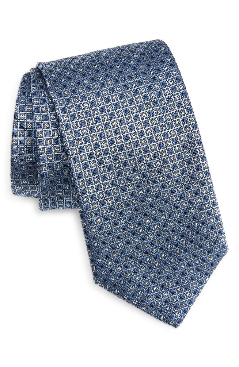 Eton Geometric Silk Jacquard Tie, Main, color, Light Blue