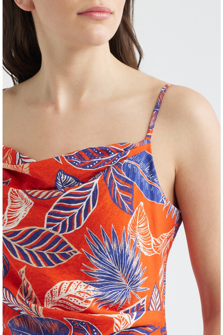 Tropical Print Midi Dress, Alternate, color, TROPICAL ORANGE