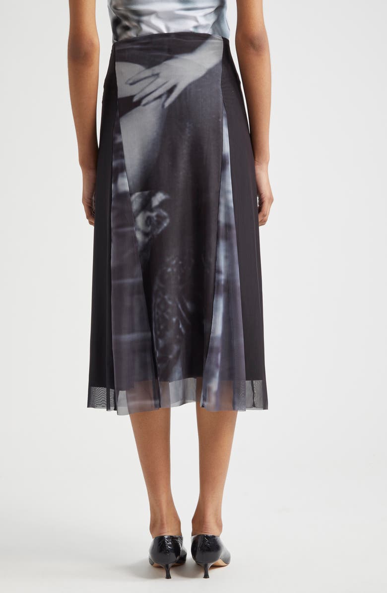 ELLISS Noire Print Sheer Mesh A-Line Skirt, Alternate, color, 